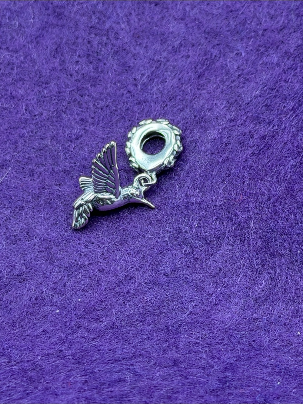 Silver Hummingbird Charm Pendant - Fits Pandora